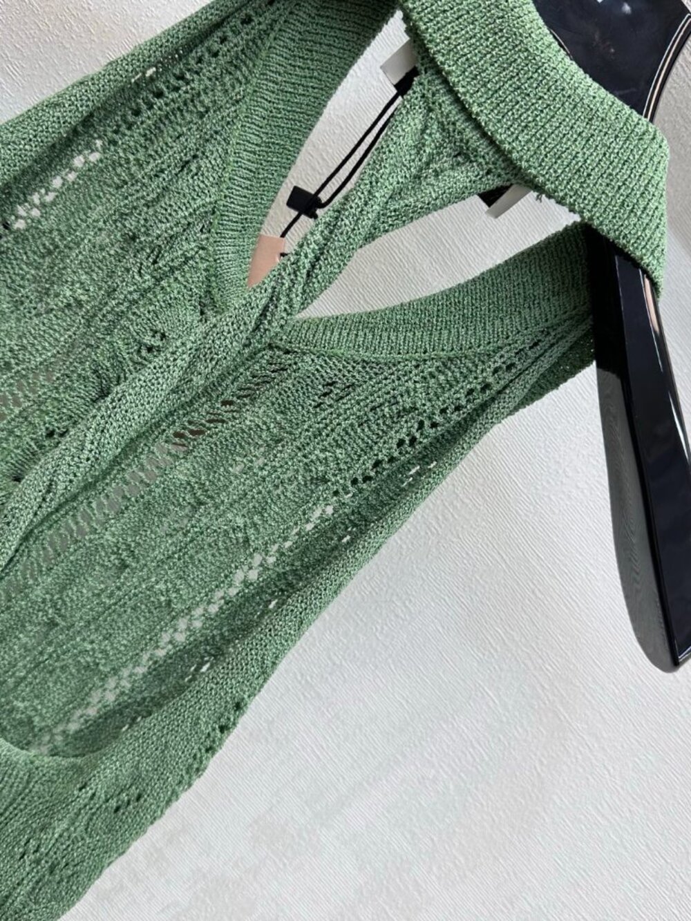 Miu Miu Green Openwork Knit Halter Vest - Picture 8 of 8